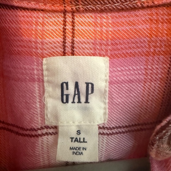 Gap pink plaid long sleeve (in tall) - Picture 2 of 4
